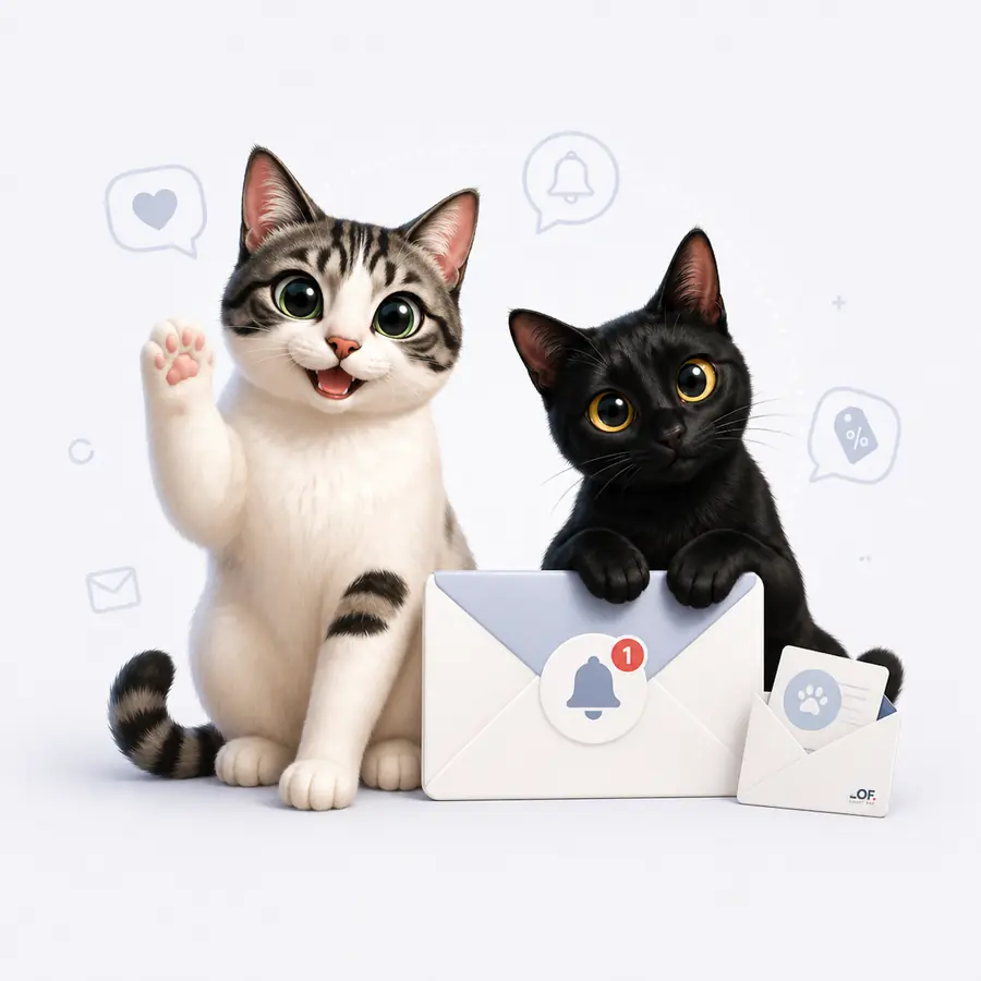 Mascotes LOF convidando para receber alertas